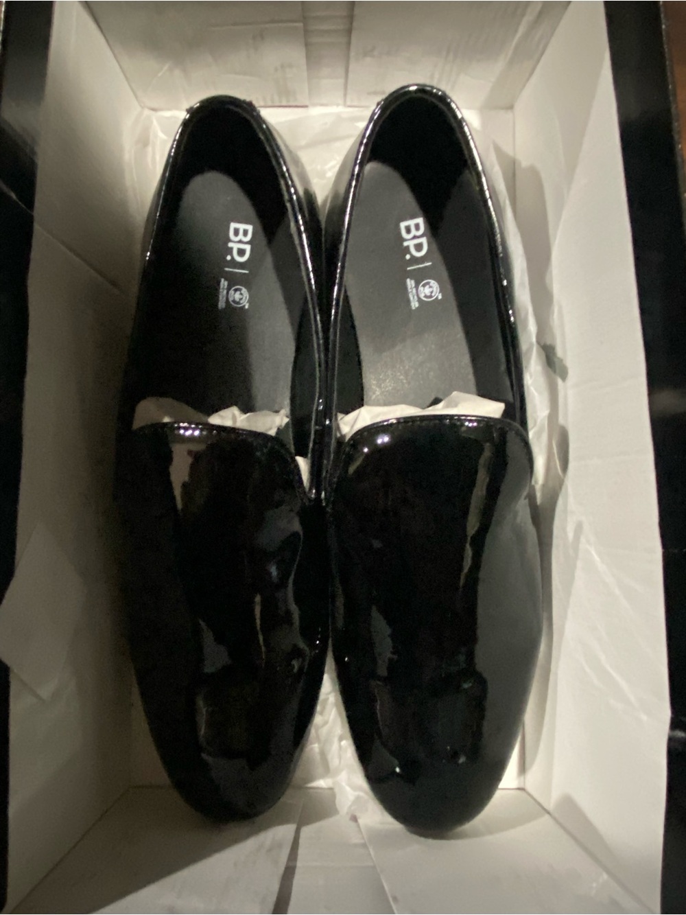 bp Black Patent Leather Slip-On Loafers